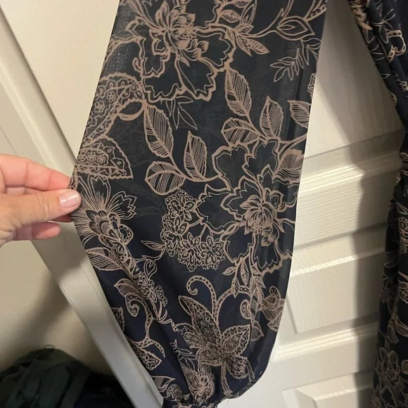 Boho Luxe Maxi Wrap Dress – Sheer Navy with Earth Tones – $128 Retail- Small - Picture 7 of 7